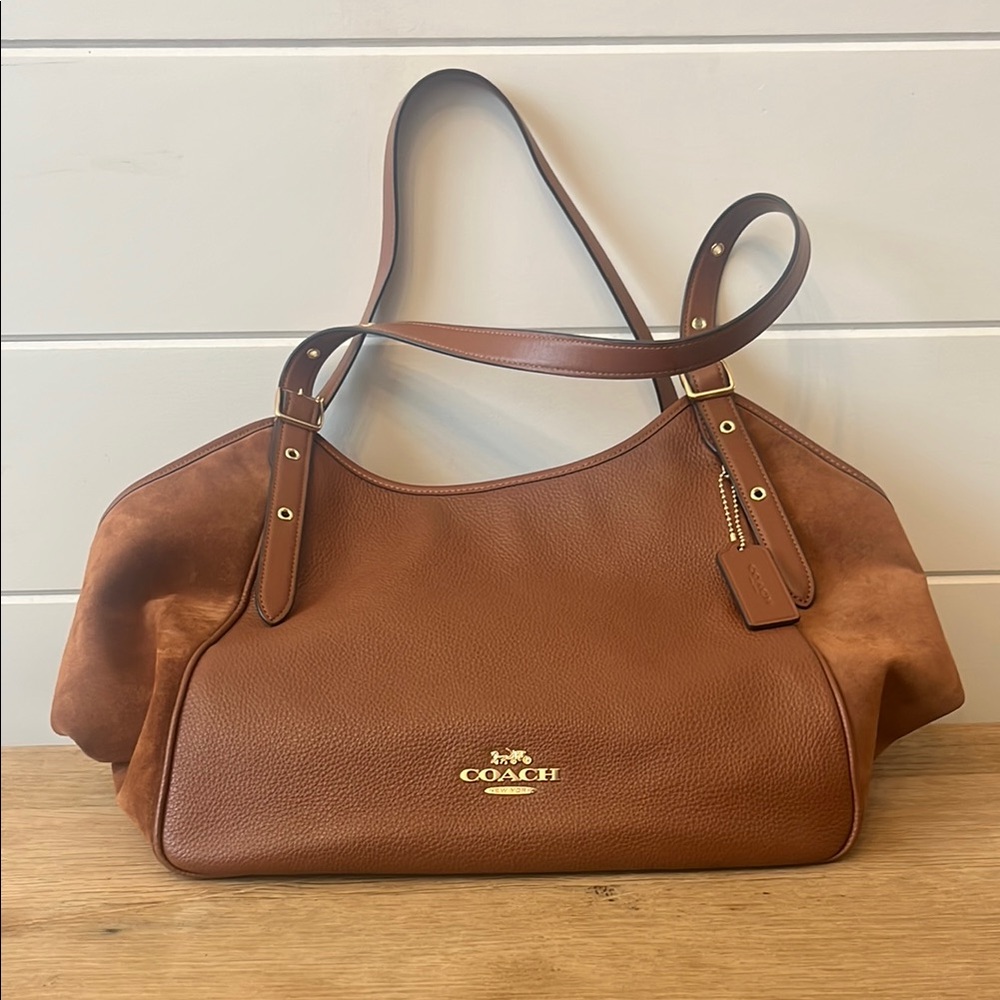 Coach Brown Leather Shoulder Bag with Signature Hardware